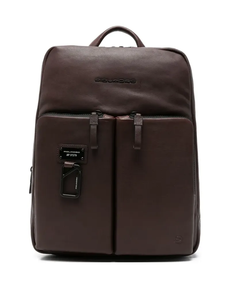 Piquadro Rucksack mit Logo-Schild - Braun Braun