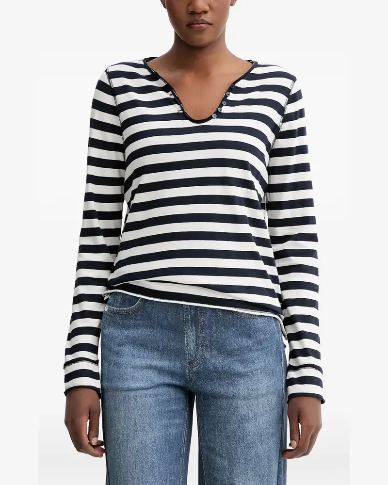 Zadig & Voltaire Langarmshirt mit Henley-Kragen - Weiß Weiß