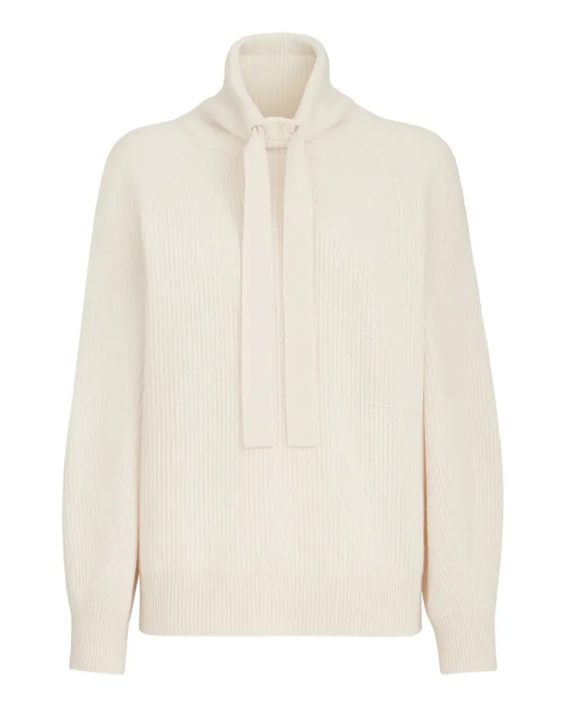 Brunello Cucinelli Rollkragenpullover aus Kaschmir in englischer Rippung mit Band - Nude Nude