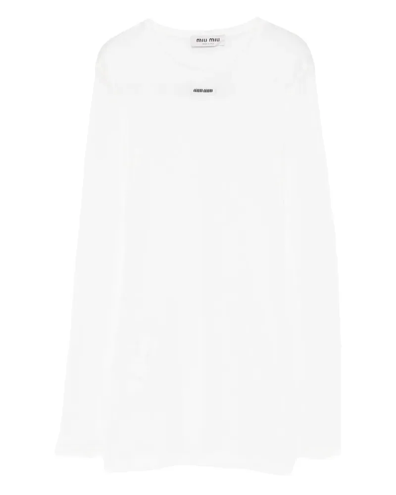 Miu Miu cotton label mini dress - Weiß Weiß