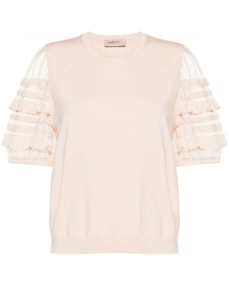 Twin-Set Strickoberteil mit Logo-Schild - Nude Nude