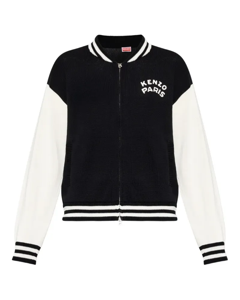 Kenzo logo-embroidered zip-up cardigan - Schwarz Schwarz
