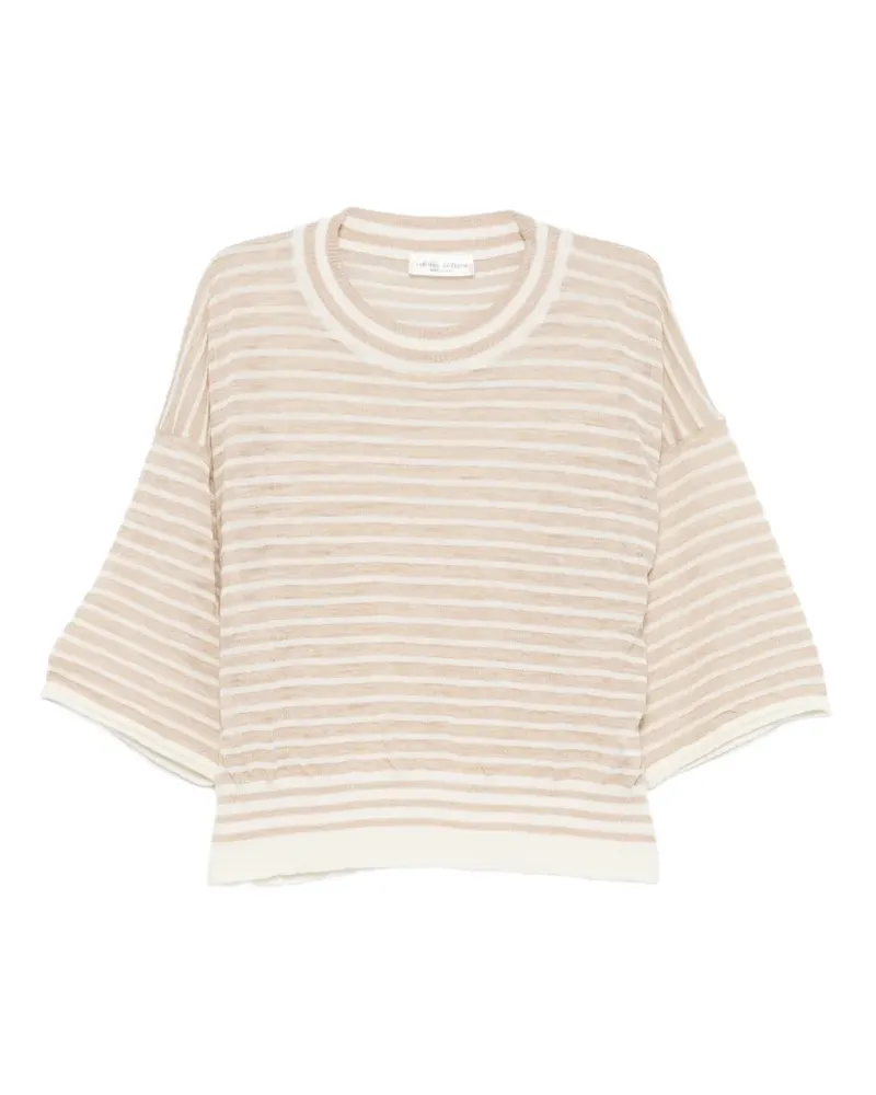 Roberto Collina horizontal-stripe short-sleeve T-shirt - Nude Nude