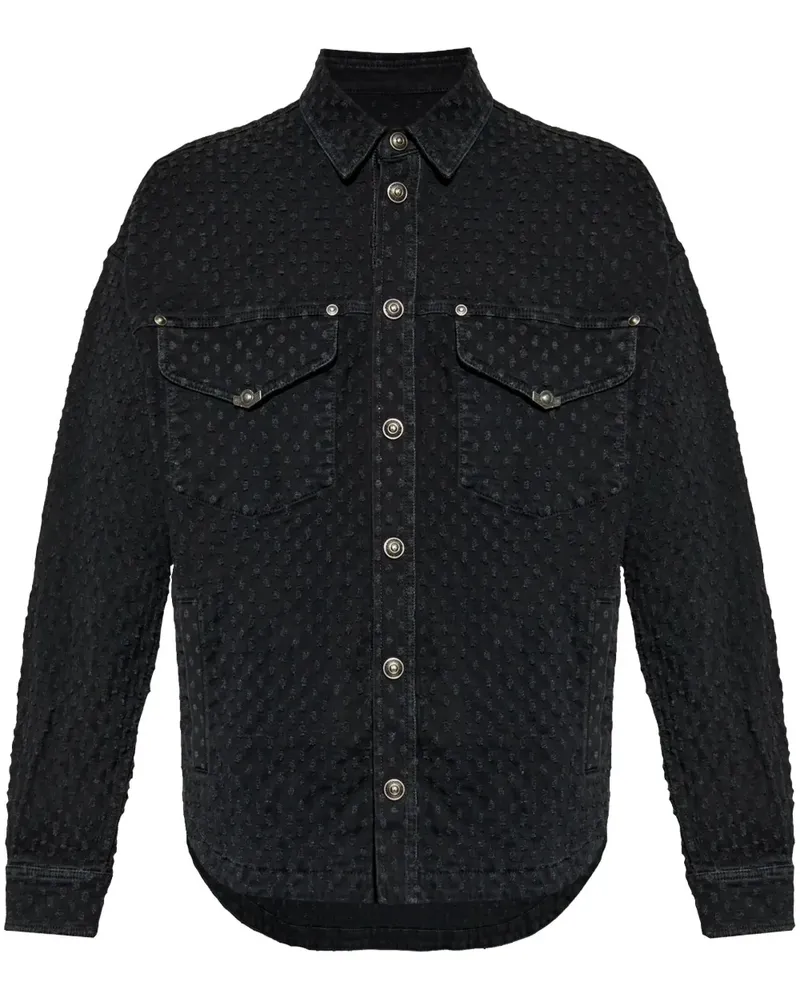 Versace Jeans Hemdjacke aus Denim - Schwarz Schwarz