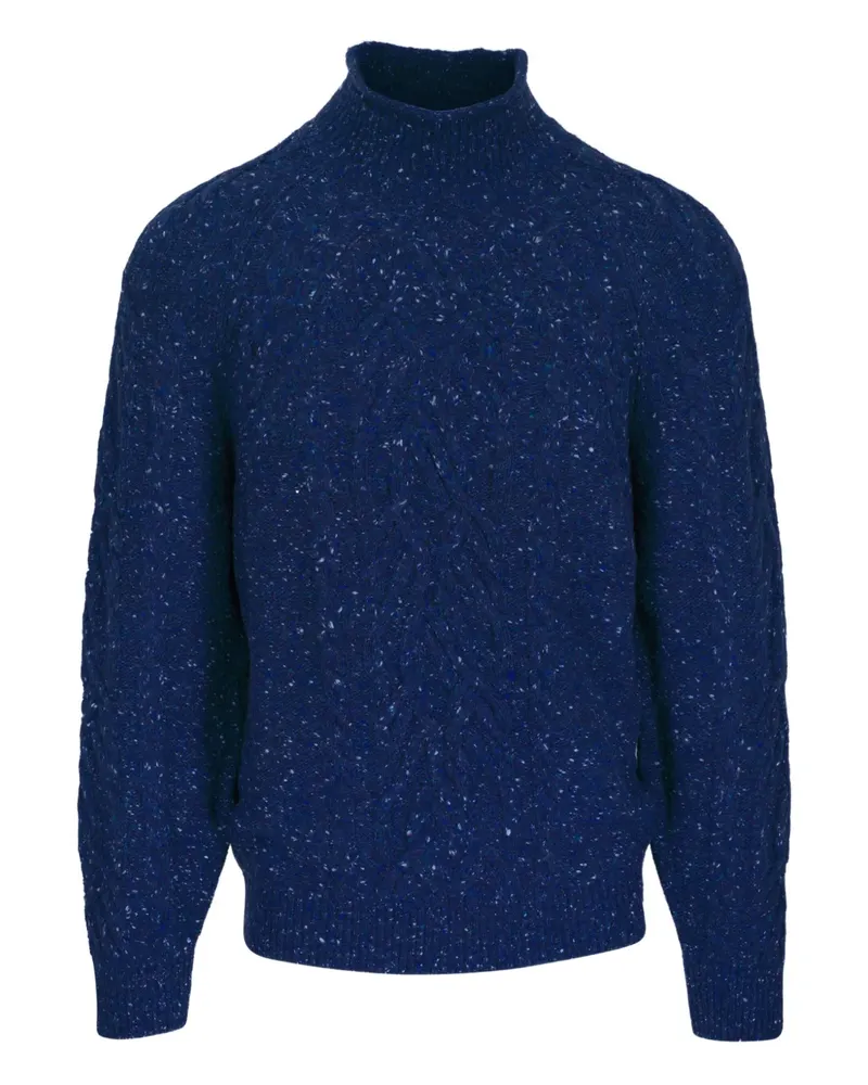 Brunello Cucinelli Rollkragenpullover mit Zopfmuster - Blau Blau