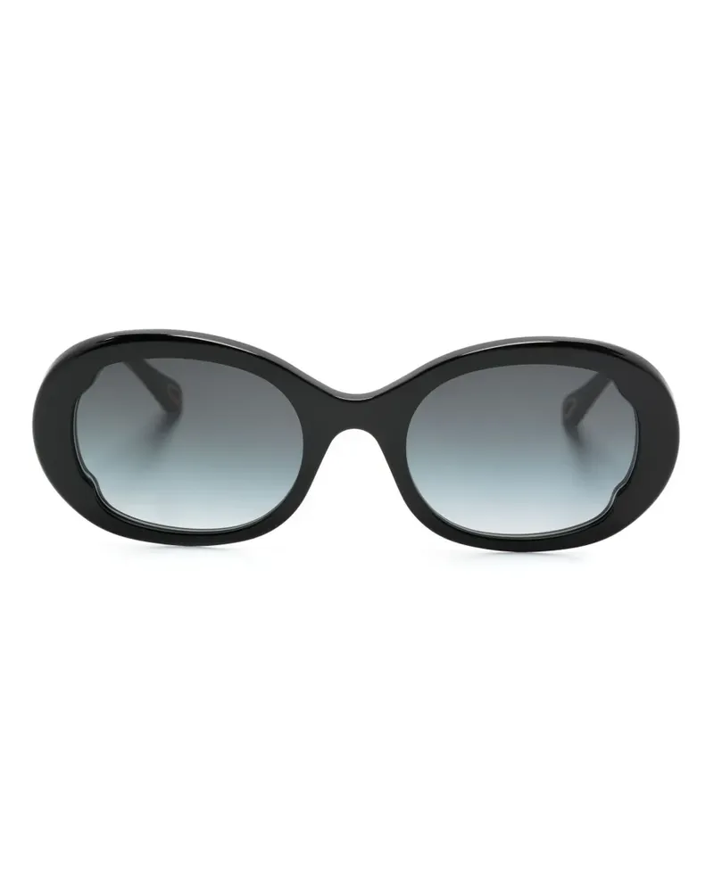 Chloé Lilli Sonnenbrille mit rundem Gestell - Schwarz Schwarz