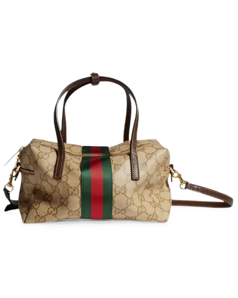 Gucci Mini Boston Tasche mit Web - Nude Nude