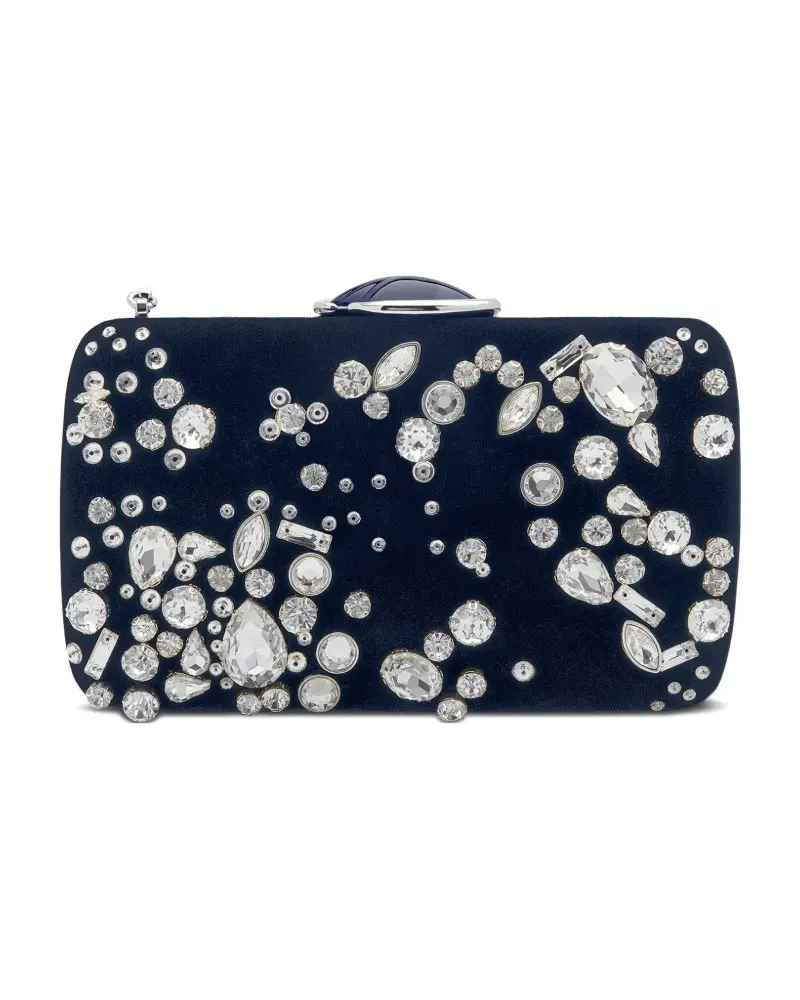 Oscar de la Renta Clutch mit Kristallen - Blau Blau