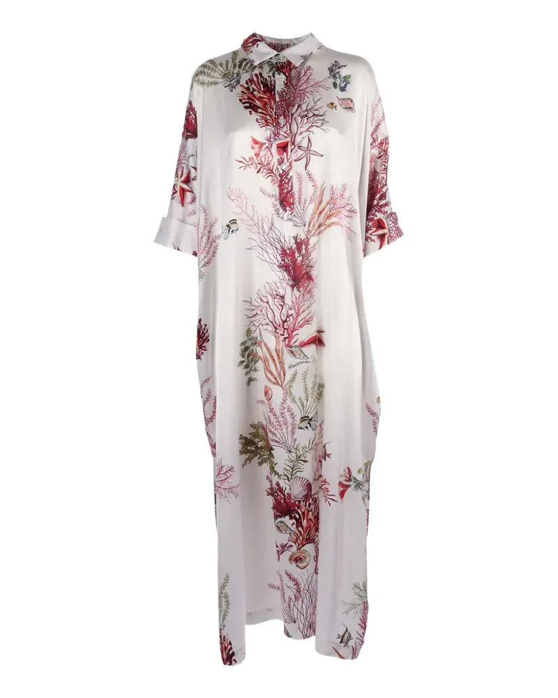 SHIRTAPORTER coral-print caftan dress - Weiß Weiß