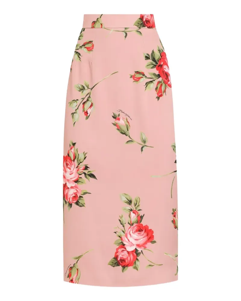 Dolce & Gabbana rose bouquet-print straight skirt - Rosa Rosa