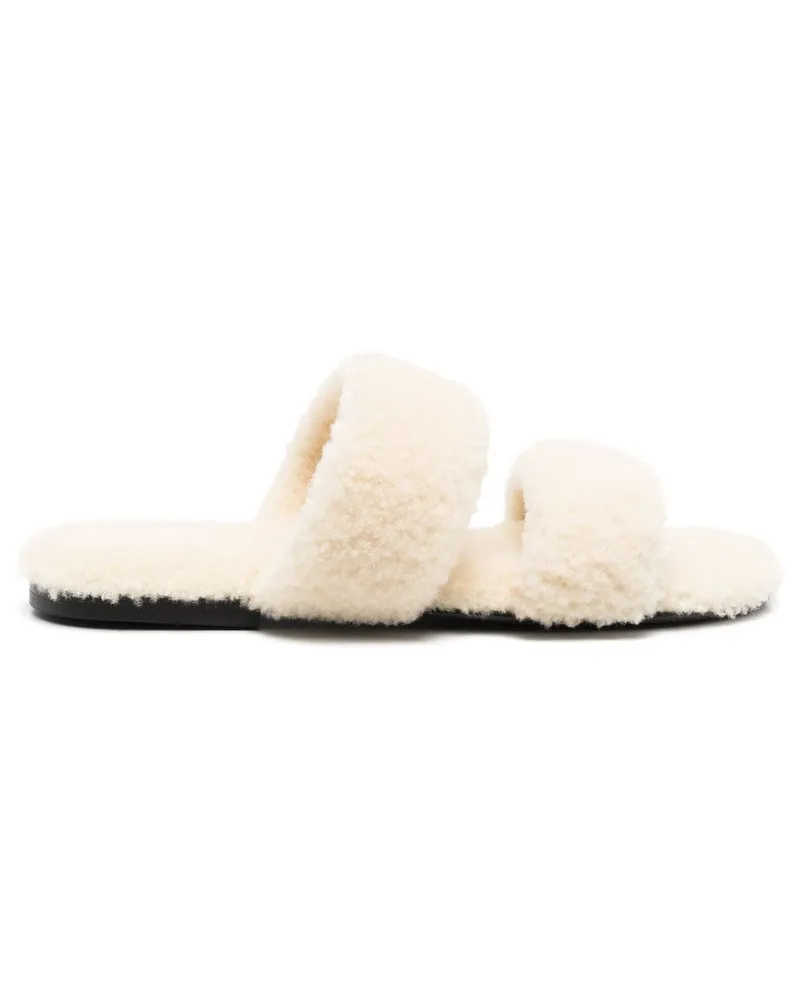 Saint Laurent Pantoletten mit Shearling - Nude Nude