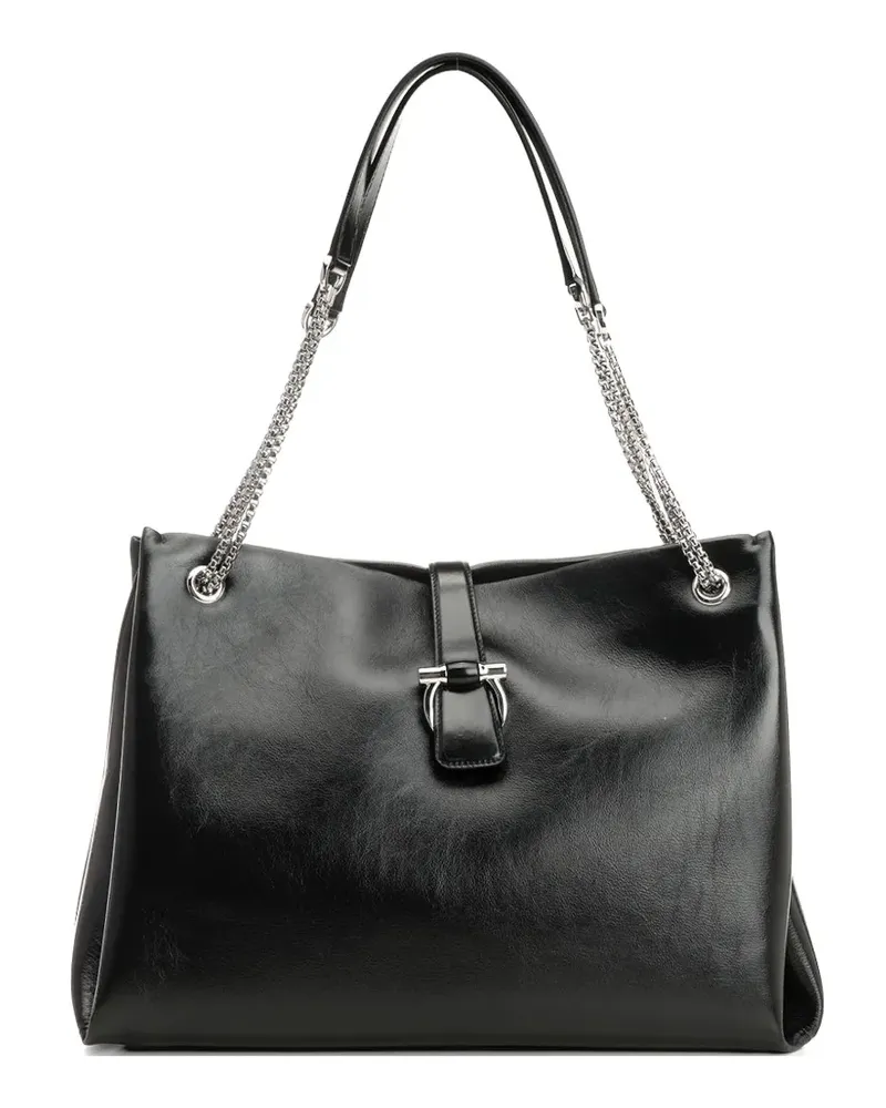 Ferragamo chain handle leather tote bag - Schwarz Schwarz