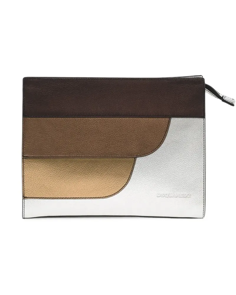 Dsquared2 Clutch aus gehämmertem Leder mit Metallic-Finish - Silber Silber