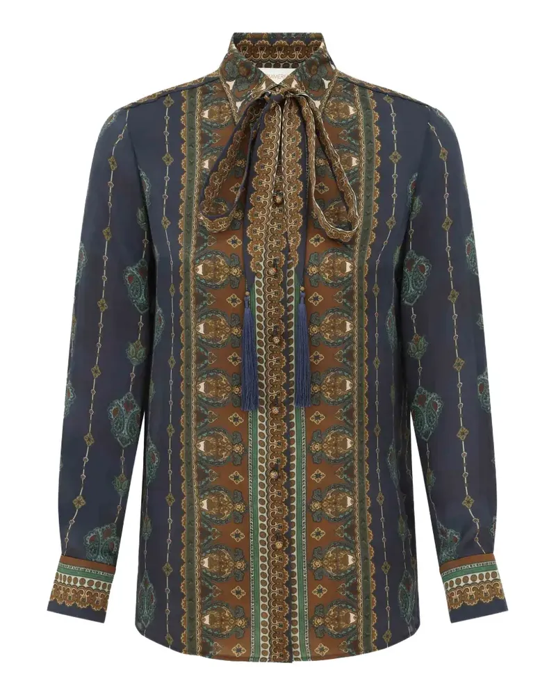 Zimmermann Paisley-print pussy-bow shirt - Blau Blau