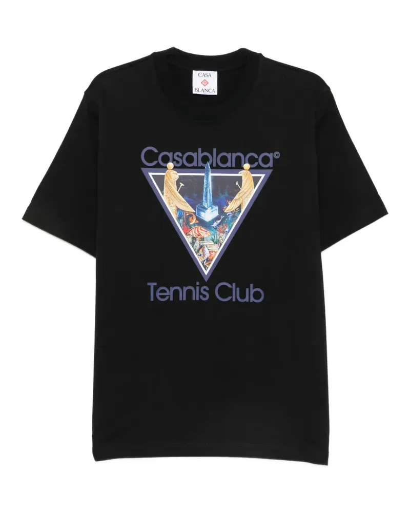 Casablanca Paris Monde Perdu Tennis Club Icon T-Shirt mit Print - Schwarz Schwarz