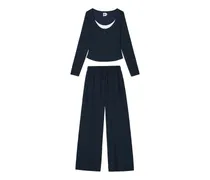 Langärmeliger Jogginganzug im Layering-Look - Blau