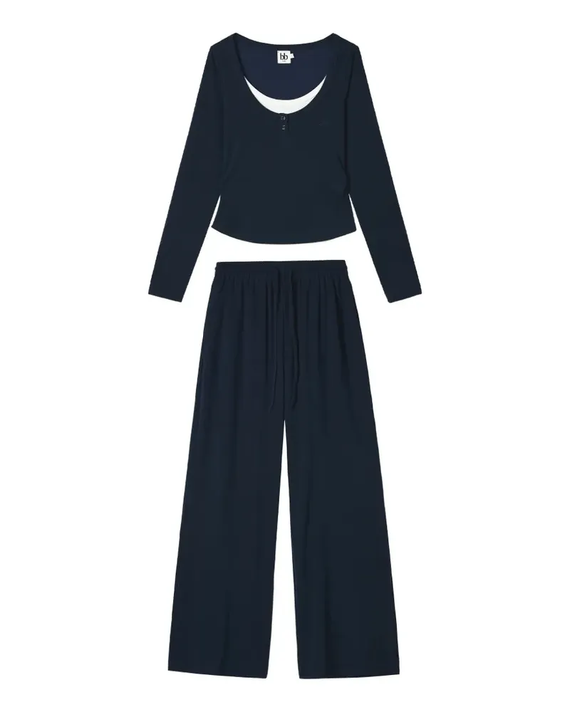 b+ab Langärmeliger Jogginganzug im Layering-Look - Blau Blau