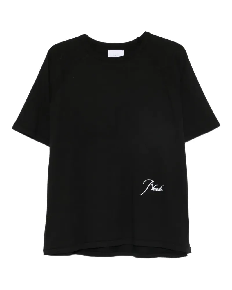 RHUDE logo-print raglan-sleeve T-shirt - Schwarz Schwarz