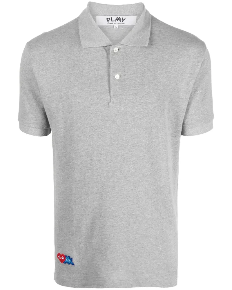 Comme des Garçons x The Artist Invader Poloshirt mit Pixel-Applikation - Grau Grau