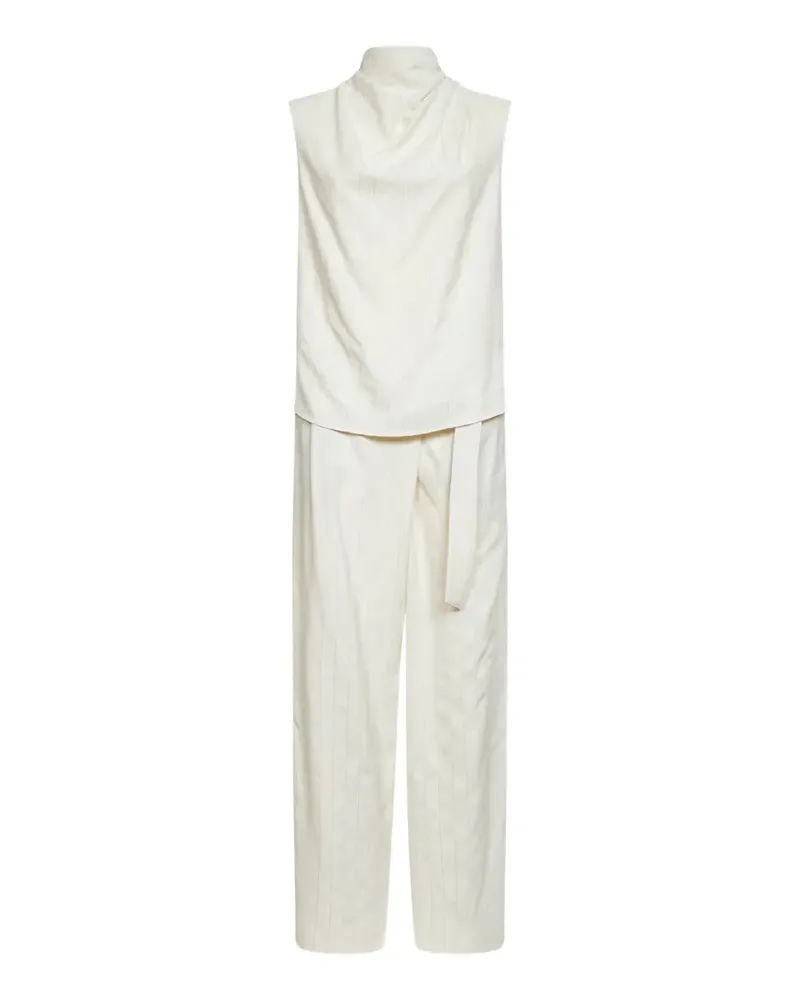 Brunello Cucinelli sequin-embellished pinstriped jumpsuit - Nude Nude