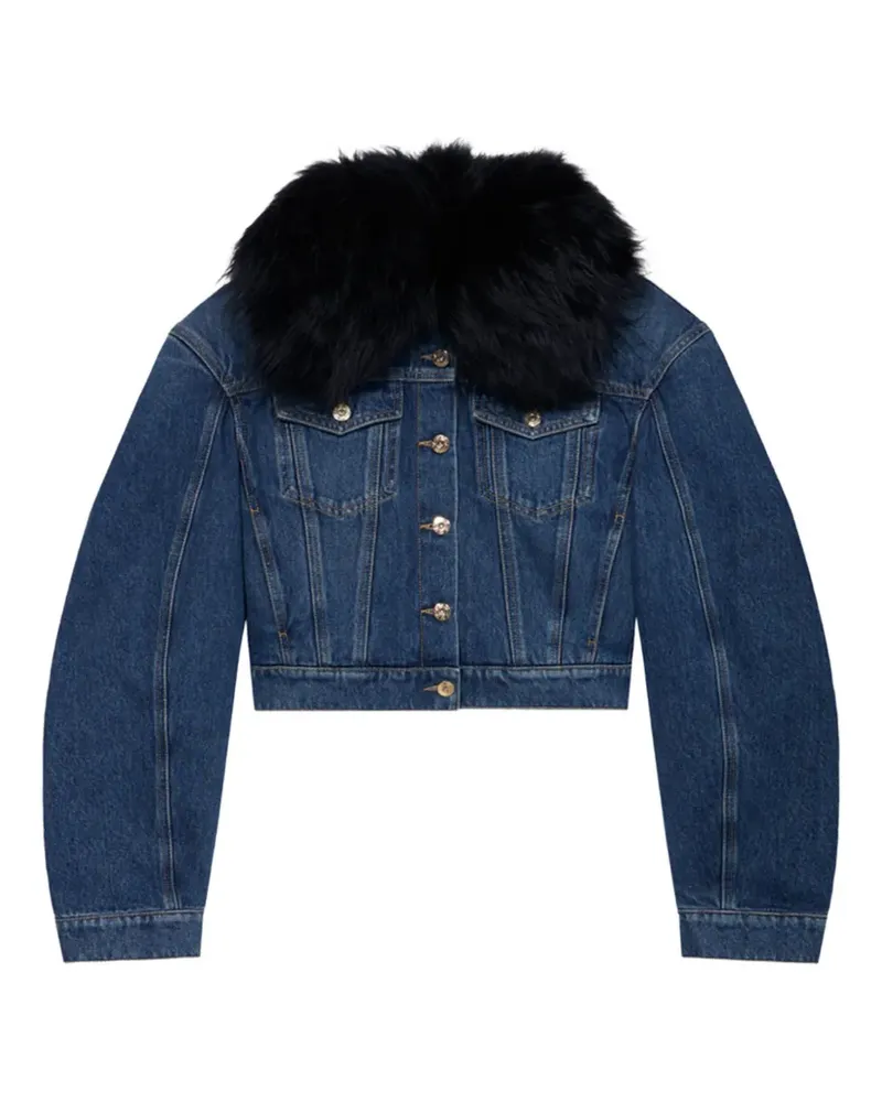 Blumarine Jeansjacke mit Faux-Fur-Kragen - Blau Blau