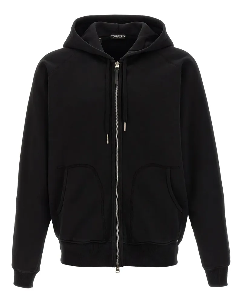 Tom Ford Kapuzenjacke mit Lederdetail - Schwarz Schwarz