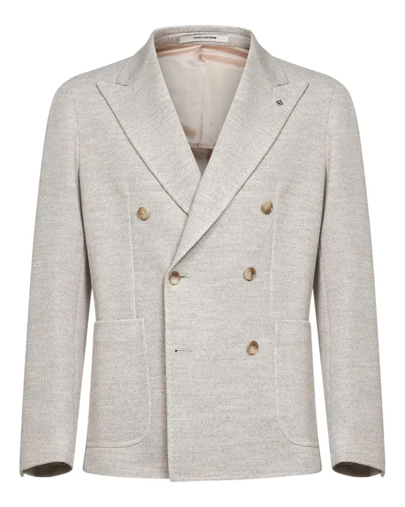 Tagliatore double-breasted peak-lapel blazer - Nude Nude