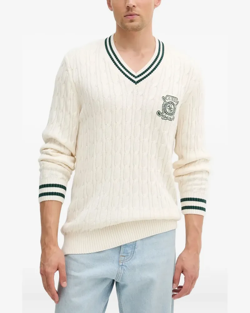 Guess Pullover mit Zopfmuster - Weiß Weiß