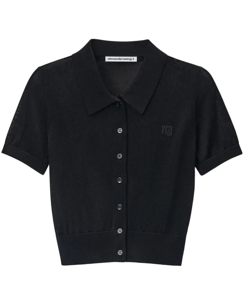 Alexander Wang Polo-Cardigan mit Logo-Stickerei - Schwarz Schwarz