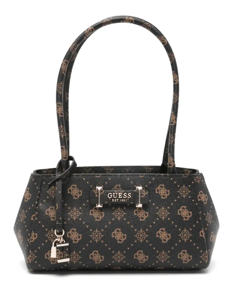 Guess Carrie Tote Bag mit Logo-Anhänger - Braun Braun