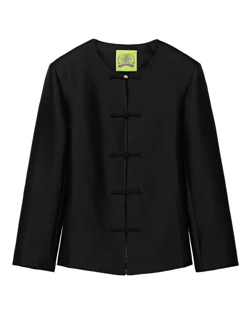 Shanghai Tang Kragenlose Meow Meow Jacke mit Froschverschluss - Schwarz Schwarz