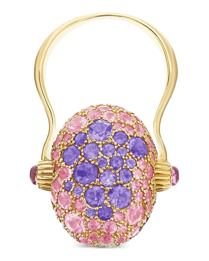 NANIS Großer Reverse Double Face Ring mit Schmuckstein - Gold Gold