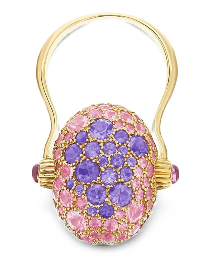 NANIS large Reverse Double Face multi-stone ring - Gold Gold