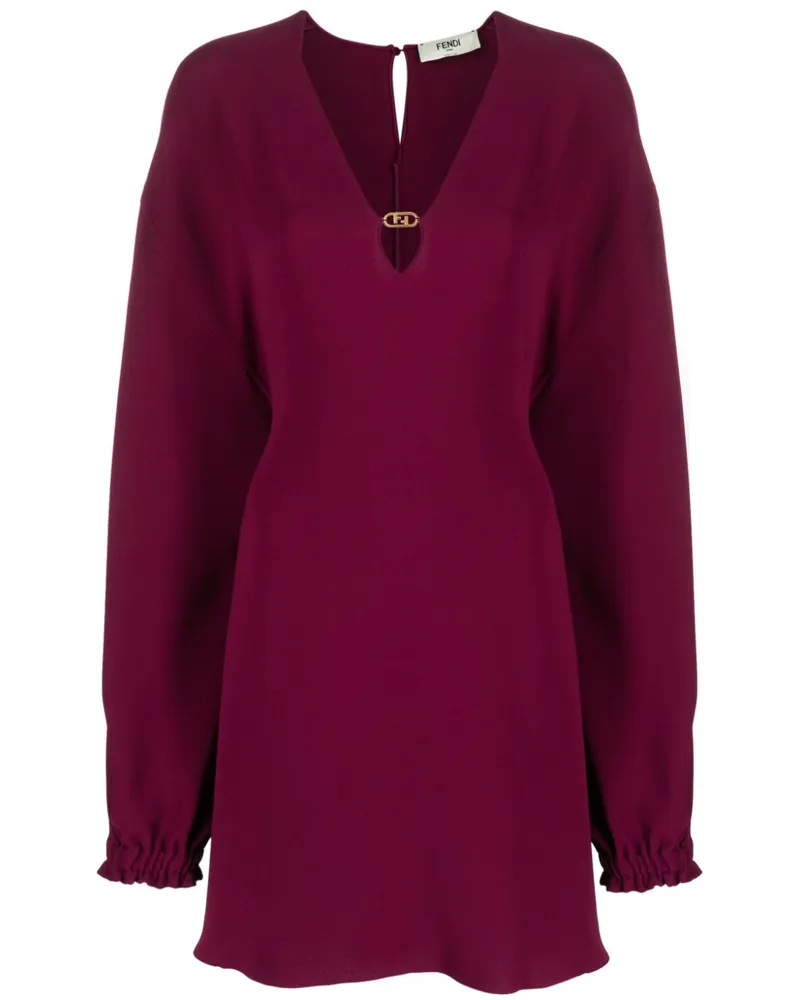 Fendi Cady Minikleid mit Logo-Schild - Rot Rot