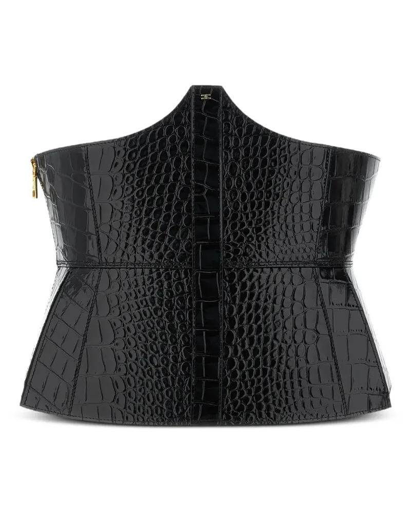 Elisabetta Franchi Gürtel mit Kroko-Optik - Schwarz Schwarz
