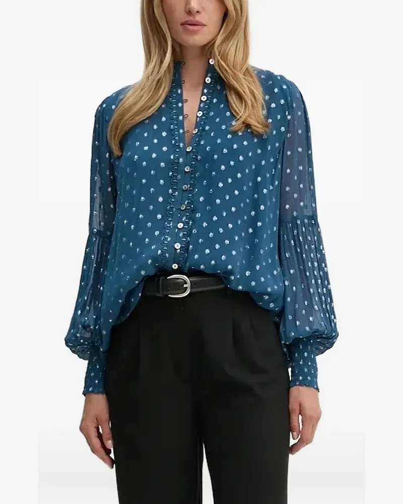 BRUUNS BAZAAR Hemd mit Ballonärmeln - Blau Blau