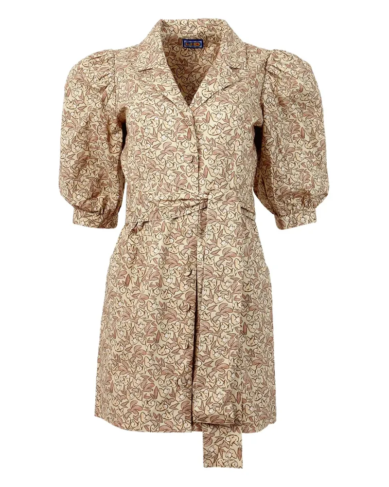 LHD Casitas puff-sleeve belted dress - Nude Nude