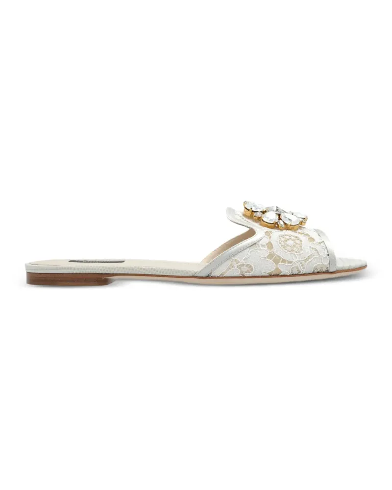Dolce & Gabbana Bianca Sandalen mit Regenbogen-Spitzenbrosche - Grau Grau