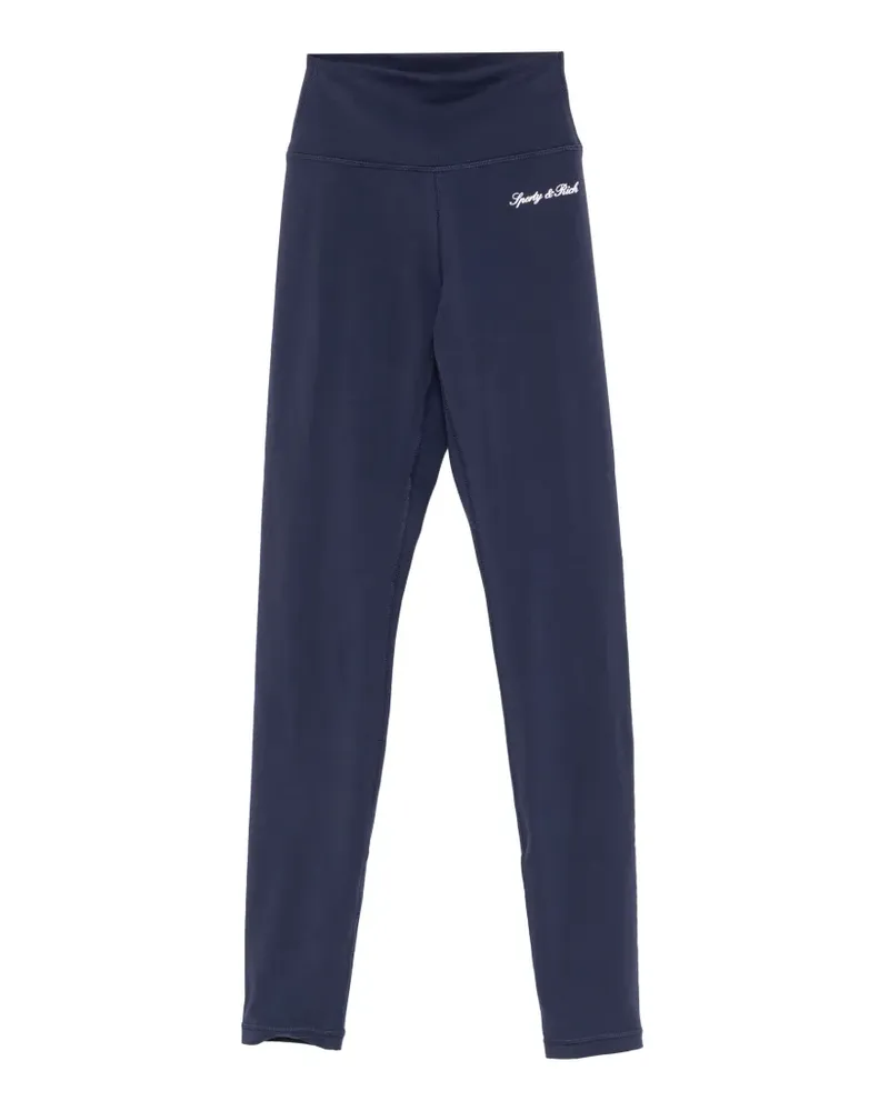 SPORTY & RICH logo-print performance leggings - Blau Blau