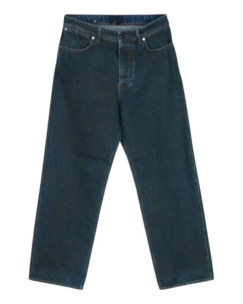 Stone Island logo-patch straight-leg jeans - Blau Blau