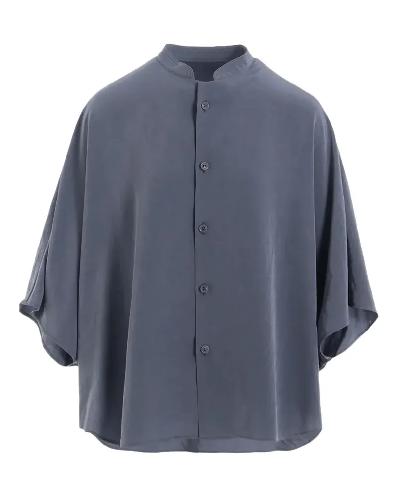 Yohji Yamamoto mandarin-collar short-sleeve shirt - Blau Blau