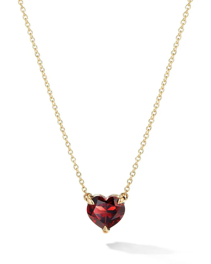 David Yurman 18kt Chatelaine Heart Gelbgoldhalskette mit Granat 8mm Gold