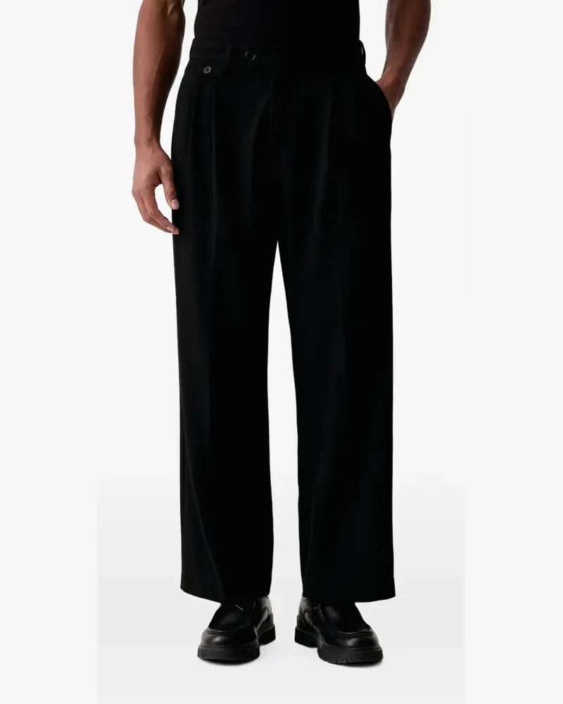 AllSaints Wide-Leg-Hose mit Bundfalten - Schwarz Schwarz