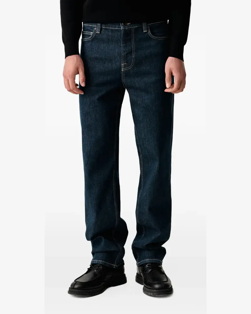 Mos Mosh Steve straight-leg logo-patch jeans - Blau Blau