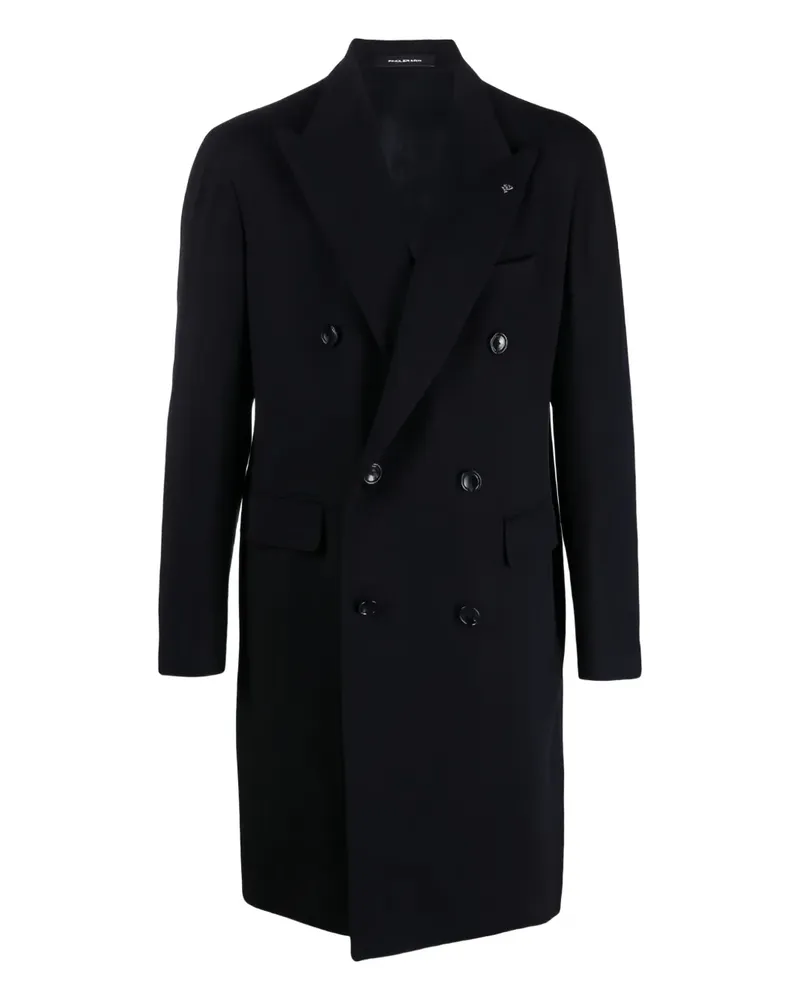 Tagliatore brooch-detail double-breasted coat - Blau Blau