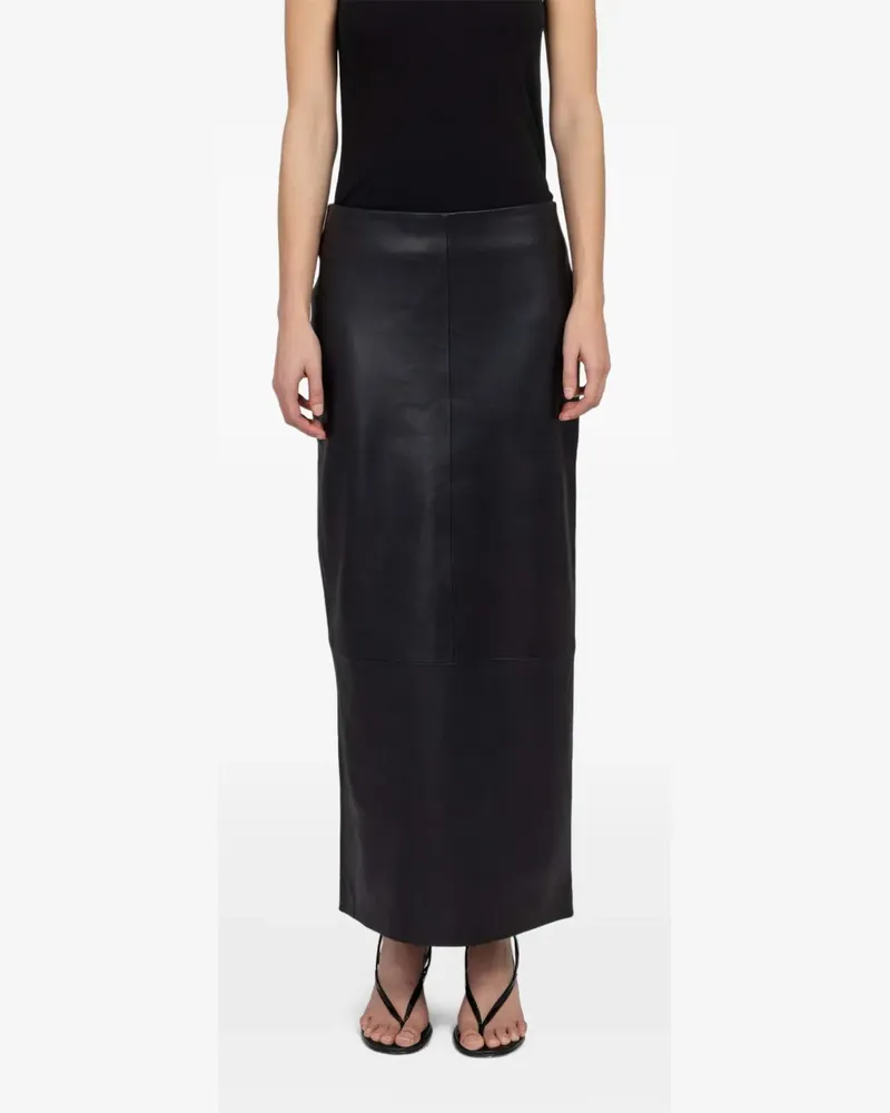 St. Agni column leather midi skirt - Schwarz Schwarz
