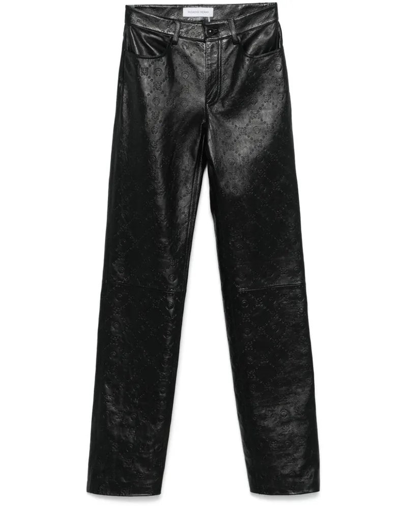 Marine Serre Gerade Hose mit Monogramm-Prägung - Schwarz Schwarz