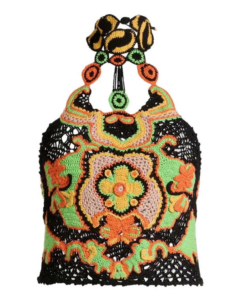 Etro Gehäkeltes Oberteil mit Blumendetail - Schwarz Schwarz