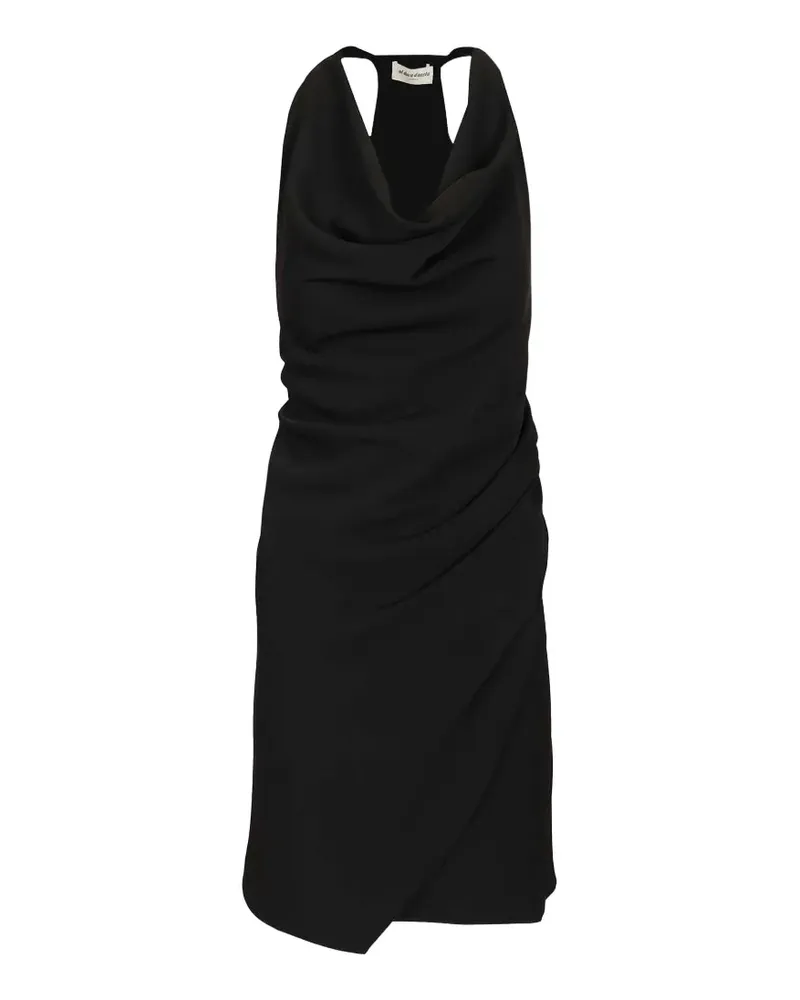 Al Duca D’Aosta 1902 cowl-neck wrap mid dress - Schwarz Schwarz