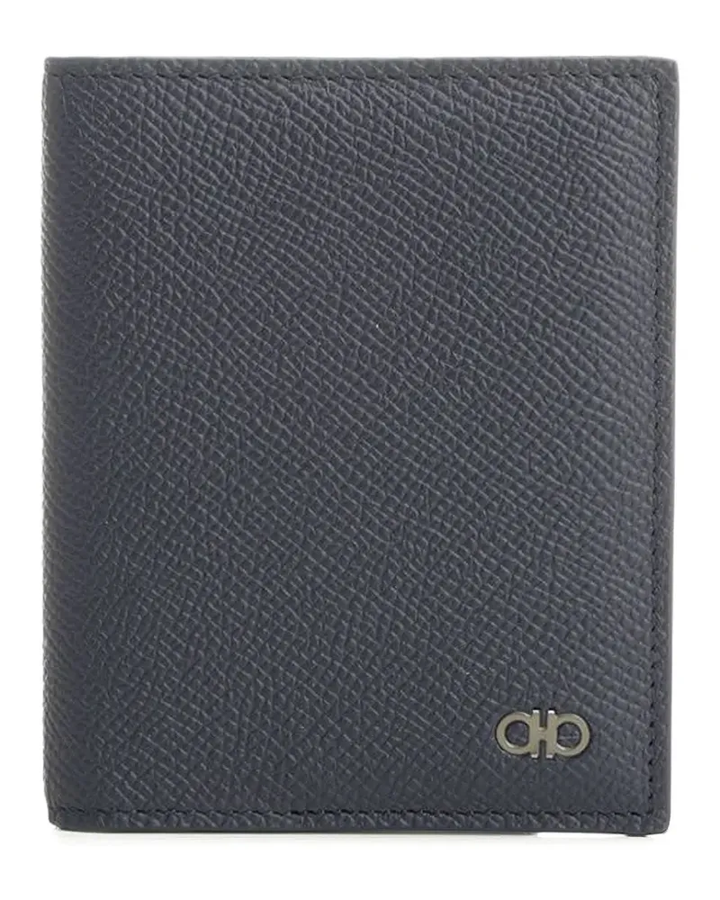 Ferragamo Gancini-plaque leather card holder - Blau Blau
